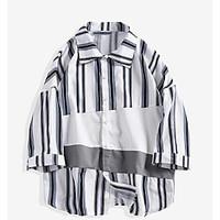 mens daily casual street chic polo striped shirt collar short sleeve s ...