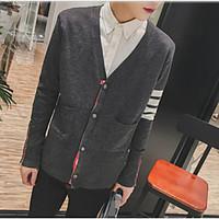 mens casualdaily regular cardigan solid color block v neck long sleeve ...