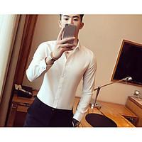 mens plus size casualdaily simple shirt solid shirt collar long sleeve ...