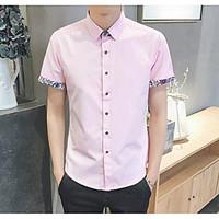 Men\'s Casual/Daily Simple Shirt, Solid Shirt Collar Short Sleeve Polyester