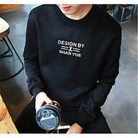 Men\'s Casual/Daily Simple Sweatshirt Solid Round Neck Micro-elastic Cotton Polyester Long Sleeve Fall