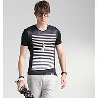 mens casualdaily simple spring t shirt solid round neck short sleeve c ...