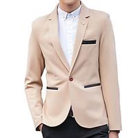 Men\'s Casual/Daily Work Party Simple Street chic Chinoiserie Spring Fall Blazer, Color Block Solid Print Notch Lapel Long Sleeve Regular
