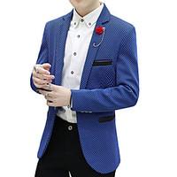 Men\'s Casual/Daily Work Party Vintage Simple Street chic Spring Fall Blazer, Color Block Solid Shirt Collar Long Sleeve RegularCotton