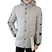 Men\'s Regular Padded Coat, Simple / Cute / Street chic Plus Size / Casual/Daily / Holiday Solid / Letter-Cotton / Polyester CottonLong