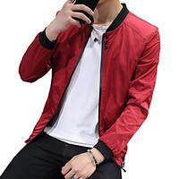 Men\'s Casual/Daily Club Sports Simple Street chic Active Jacket, Solid Stand Long Sleeve Spring Wash separately Cotton Polyester Regular