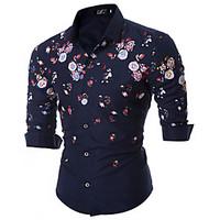 Men\'s Going out Casual/Daily Work Vintage Street chic Summer Fall ShirtFloral Shirt Collar Long Sleeve Cotton Acrylic Medium 916677