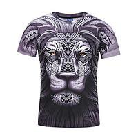 Men\'s Going out Casual/Daily Beach Punk Gothic Summer T-shirt, Embroidered Round Neck Short Sleeve Polyester Thin