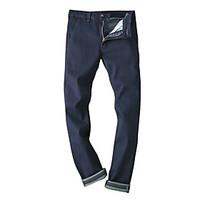 mens mid rise high elasticity chinos pants simple slim solid