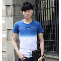 mens casualdaily simple summer t shirt patchwork round neck short slee ...