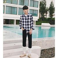 mens casualdaily simple shirt print shirt collar long sleeve cotton th ...