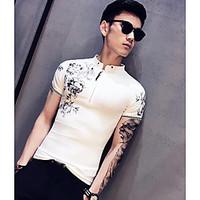 mens casualdaily simple t shirt print stand short sleeve cotton thin