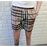 mens mid rise strenchy shorts pants simple loose striped