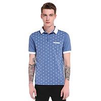 Men\'s Casual/Daily Street chic Polo, Striped Shirt Collar Short Sleeve Polyester