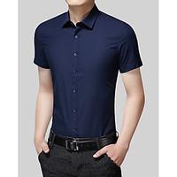 mens casualdaily simple shirt solid button down collar short sleeve po ...