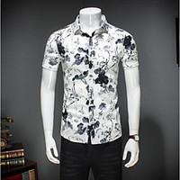 mens casualdaily simple shirt solid geometric shirt collar short sleev ...