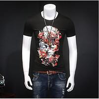 mens other casual simple summer t shirt solid flower round neck short  ...