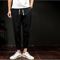 mens mid rise micro elastic chinos pants street chic straight solid