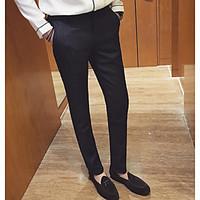 mens high rise micro elastic business pants simple slim solid