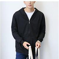 Men\'s Daily Hoodie Solid Hooded Inelastic Cotton Long Sleeve Spring Fall