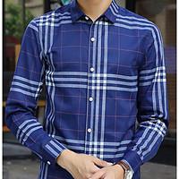 mens casualdaily simple fall shirt print square neck long sleeve cotto ...