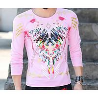 mens casualdaily simple summer t shirt print round neck long sleeve co ...