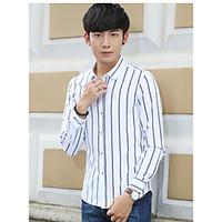 mens casualdaily simple shirt striped shirt collar long sleeve cotton