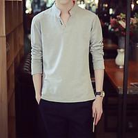 mens going out casualdaily simple t shirt solid v neck long sleeve cot ...