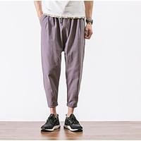 mens mid rise micro elastic chinos pants simple loose solid