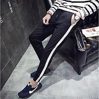 mens low rise micro elastic jeans pants simple loose solid