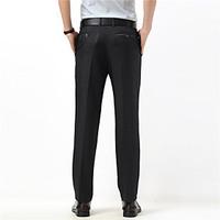 mens mid rise inelastic business pants simple loose pure color solid