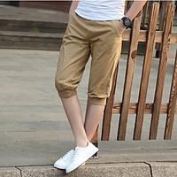 Men\'s Low Rise Micro-elastic Chinos Pants, Simple Loose Solid