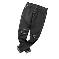 mens high rise micro elastic jeans pants street chic loose solid