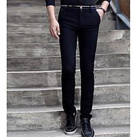 mens high rise micro elastic business pants simple slim solid