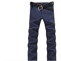 mens mid rise micro elastic chinos pants simple straight solid