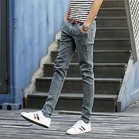 mens high rise micro elastic jeans pants street chic loose solid