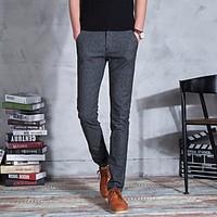 mens mid rise micro elastic business pants simple slim solid