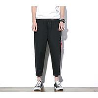 mens mid rise micro elastic chinos pants simple loose solid