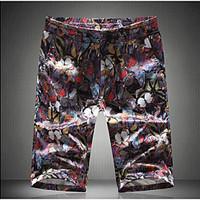 mens mid rise micro elastic shorts pants simple loose print camouflage