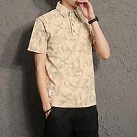 mens casual simple polo geometric shirt collar short sleeve polyester