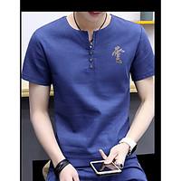 mens casualdaily street vintage simple summer t shirt solid round neck ...