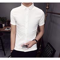 mens casual simple t shirt solid stand short sleeve polyester