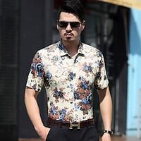 mens officecareer simple shirt floral button down collar short sleeve  ...