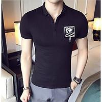 mens casual simple polo solid shirt collar short sleeve cotton