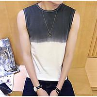 mens casual simple tank top solid round neck sleeveless cotton