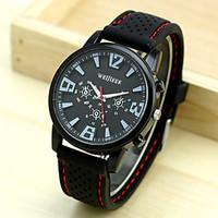 Men\'s White Black Dial Black Silicone Band Outdoor Sport Quartz Analog Wrist Watch Cool Watch Unique Watch Fashion Watch
