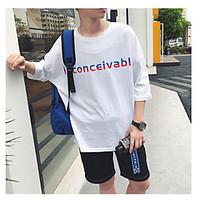 Men\'s Casual/Daily Street Simple Cute Summer T-shirt, Solid 3D Cartoon Round Neck Short Sleeve Cotton Thin