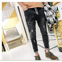 mens mid rise strenchy jeans pants simple skinny solid