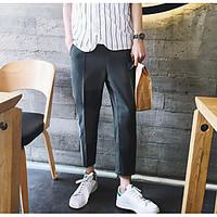 mens mid rise micro elastic chinos pants simple slim solid