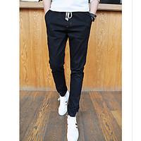 mens low rise micro elastic chinos pants street chic straight slim sol ...